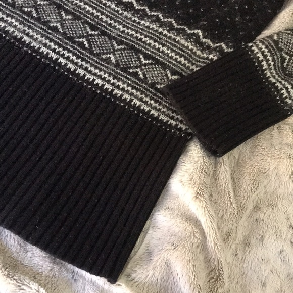 Black & white fairs isle mohair sweater M tunic acrylic knit Vintage - Picture 2 of 6